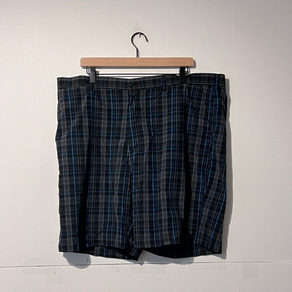 Ben Hogan Mens Performance Shorts Size 42 Grey Blue Plaid Golf Stretch
